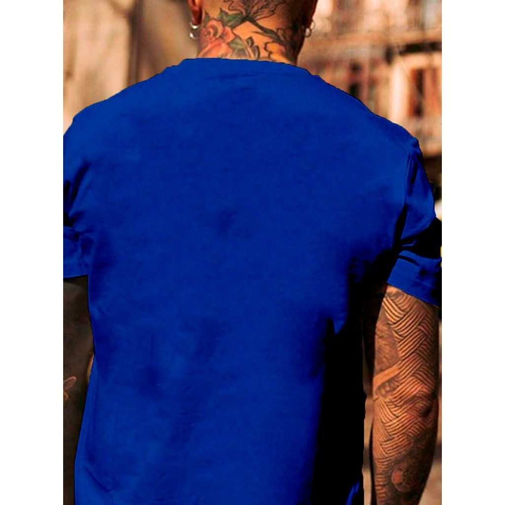 Camiseta Larga Confortável Azul Royal Blusa Oversized Esportiva Lisa Unissex T Shirt Plus Size