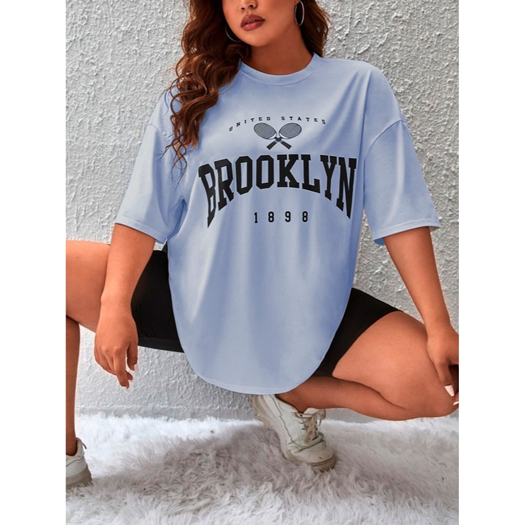 Camiseta Oversized Confortável Streetwear Estilosa Moderna Blusa Casual Estampada 1898 Brooklyn