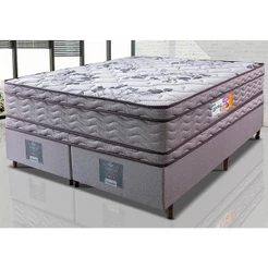Cama Box Queen Colchão OrtoFirm + Box 158x198x71 Double Face Espuma D45 Cinza