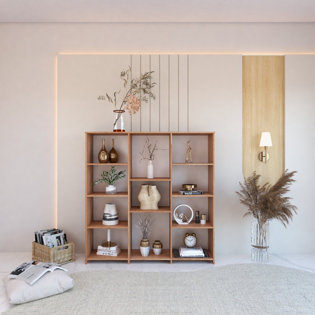 Estante para Livros Baixa 7 Prateleiras 137,5cmx136cm London Yescasa Amadeirado Montana - Home & Living