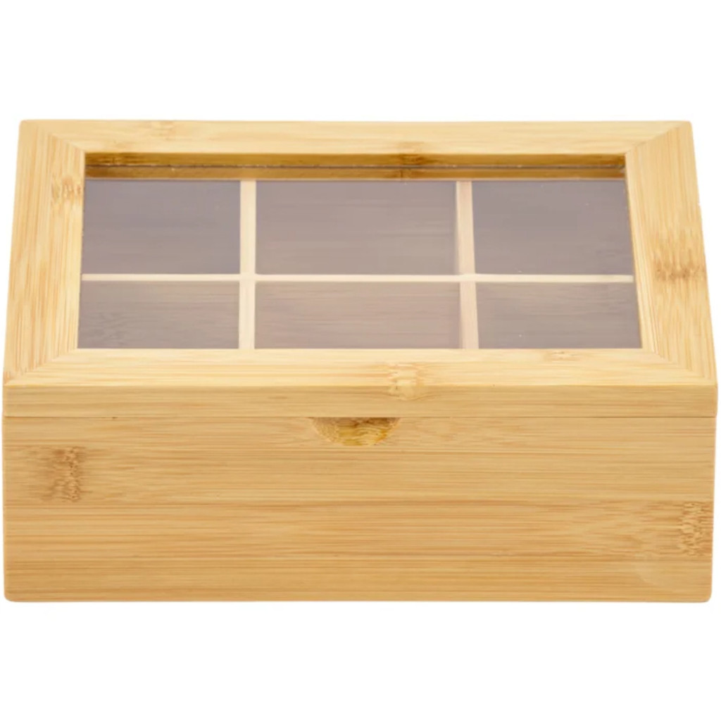 Organizador Porta Chá Sachê Bambu Caixa Decorativa Bijuterias 6/8 Divisórias Especiarias em Oferta na Shopee