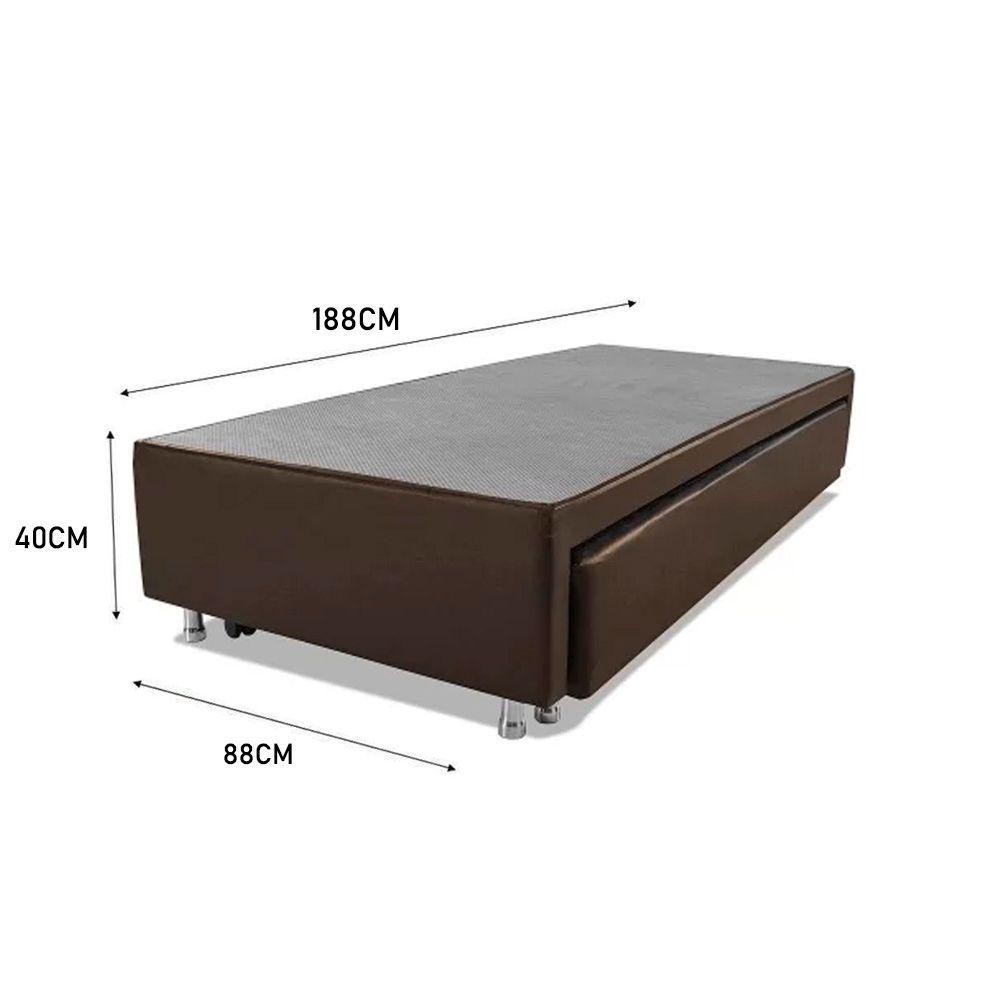 Detalhes do Cama Box Bicama Auxiliar Solteiro Sintético Espuma 8cm 88x188x40 Marrom