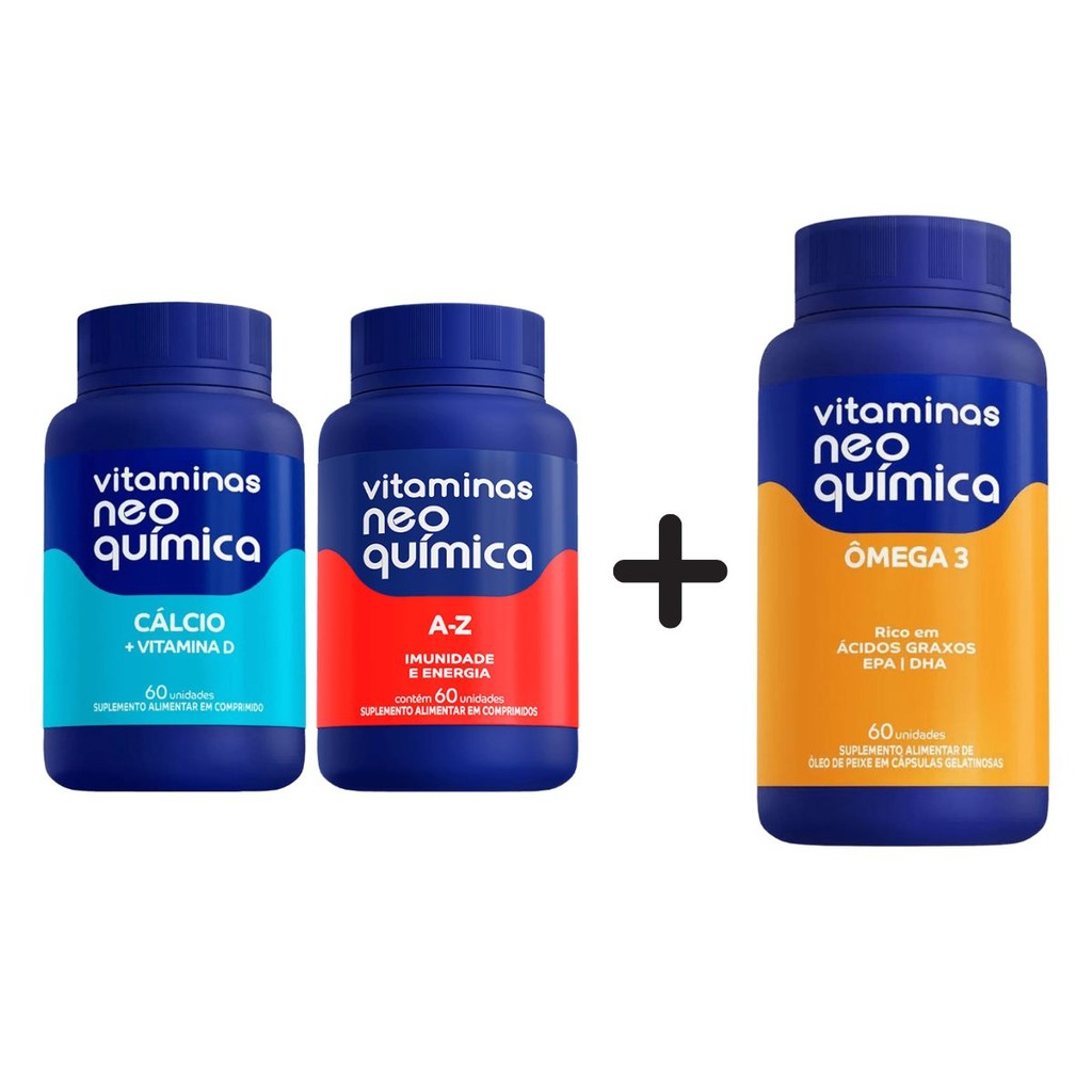Kit Ômega 3 C/60 + A-z C/60 + Cálcio C/60 - Neo Química