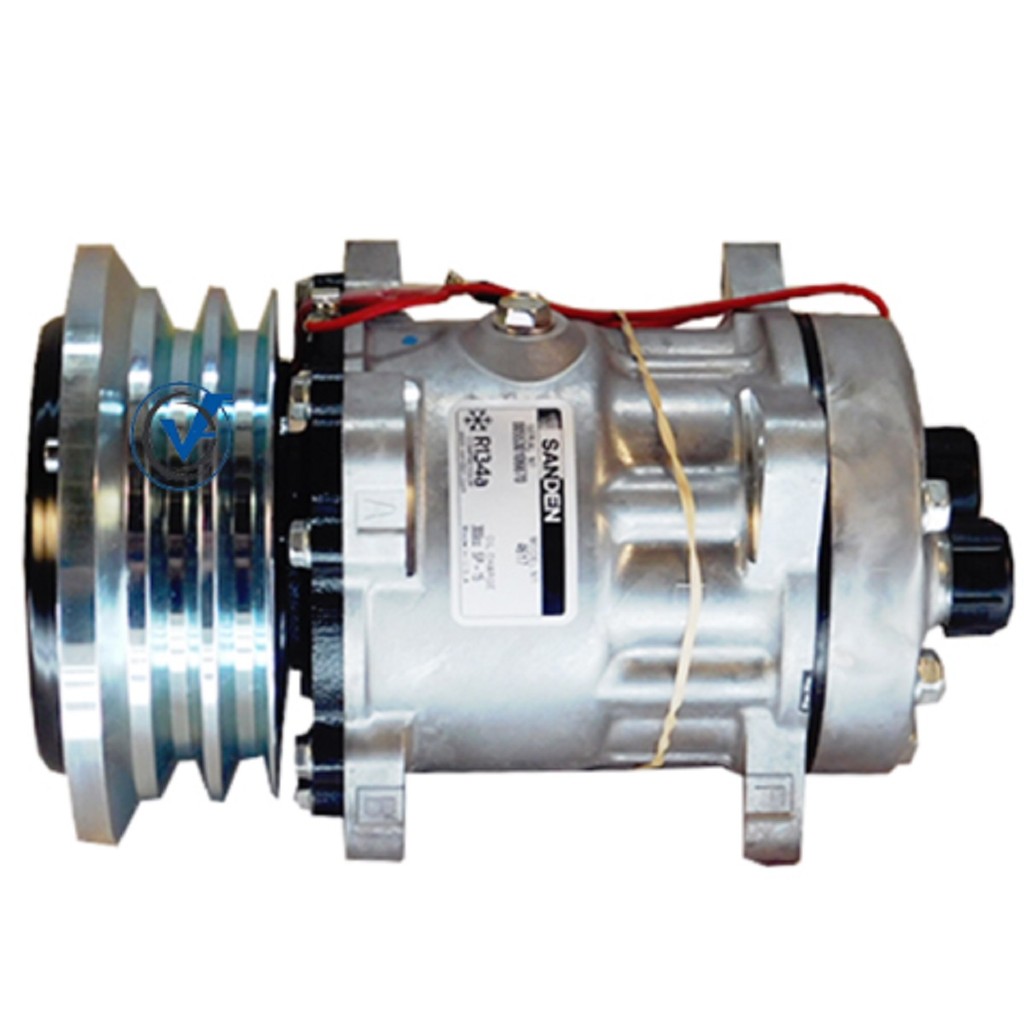 COMPRESSOR 7H15 SANDEN 12V 2A ORIGINAL 4478 SAIDA HORIZONTAL  MAQUINA CASE