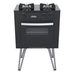 Fogão Portátil 2 Bocas Venax Mini Cook Gas Glp Preto Fosco