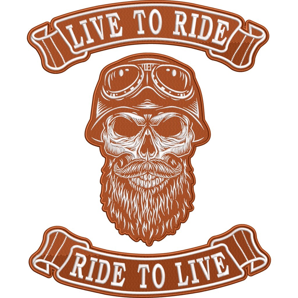 Kit 3 Bordados Grande Brasão Caveira Skull Marrom Piloto Moto Cav33
