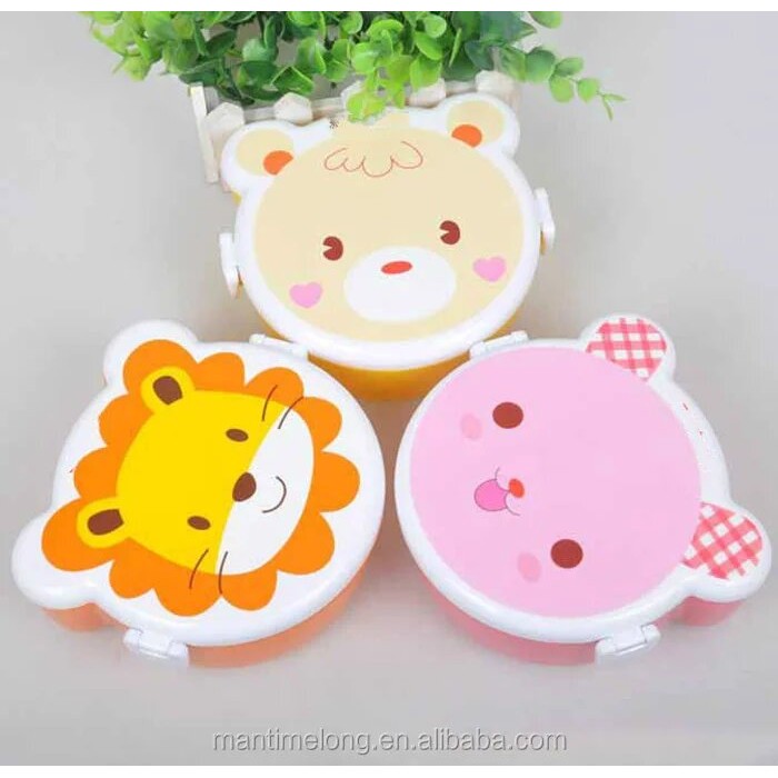 Marmita infantil ZooKids com formato e estampa de animais fofos travas e talheres