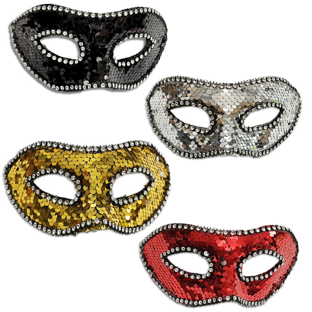 4 Máscaras Veneziana de carnaval Veneza Lantejoula Festa Kit Sing