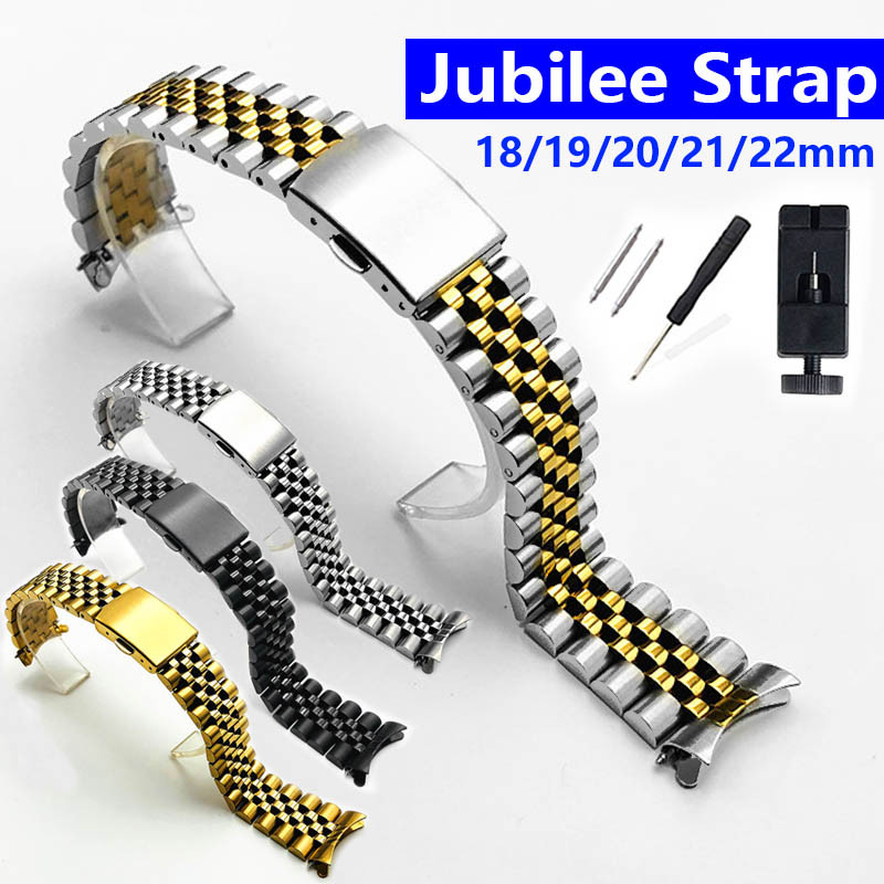 Pulseira De Relógio De Aço Inoxidável Jubileu 5 Contas 18mm 19mm 20mm 21mm 22mm Para SEIKO Diver Pulseiras Masculino Fem