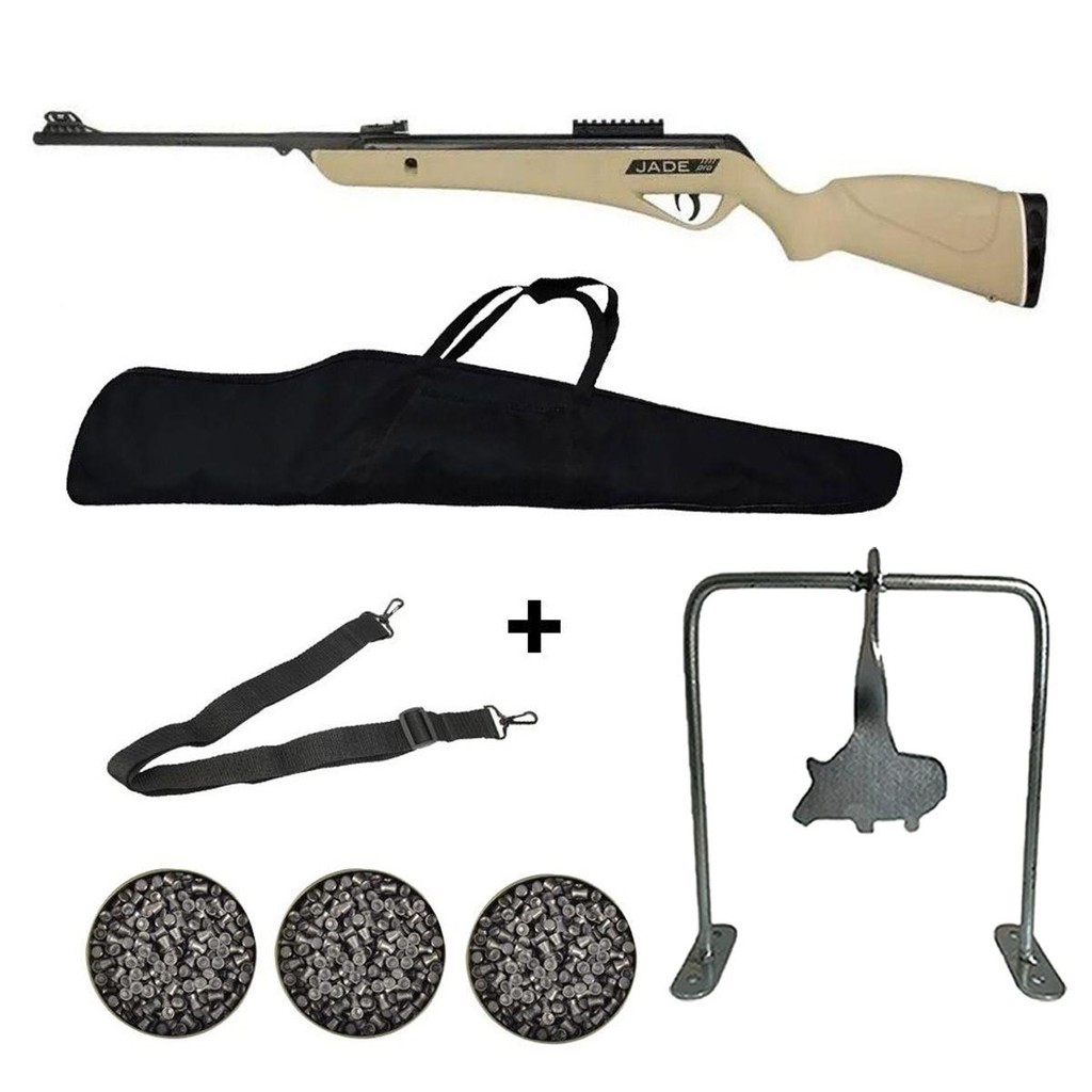 Carabina Pressão Jade Pro Nitro Desert 5.5mm CBC+ 3 Caixas de Chumbo+ Capa+ Bandoleira+ Alvo Javali em Oferta na Shopee