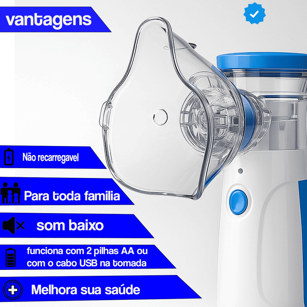 Nebulizador Sem Fio Portátil Tratamento Respiratório Silencioso