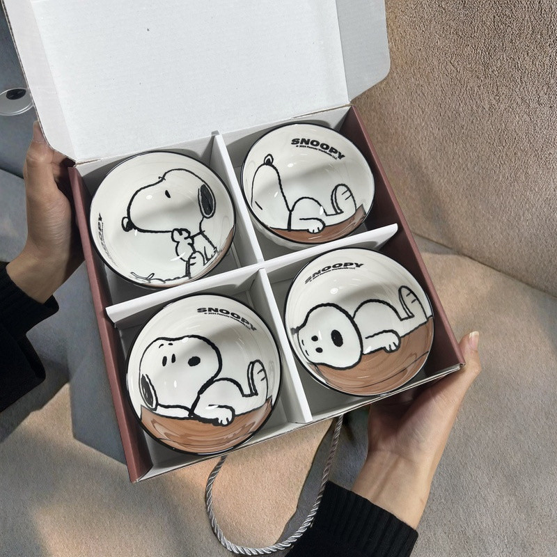 Snoopy conjunto de talheres de cerâmica doméstico Underglaze cor prato conjunto 2024 novo ...
