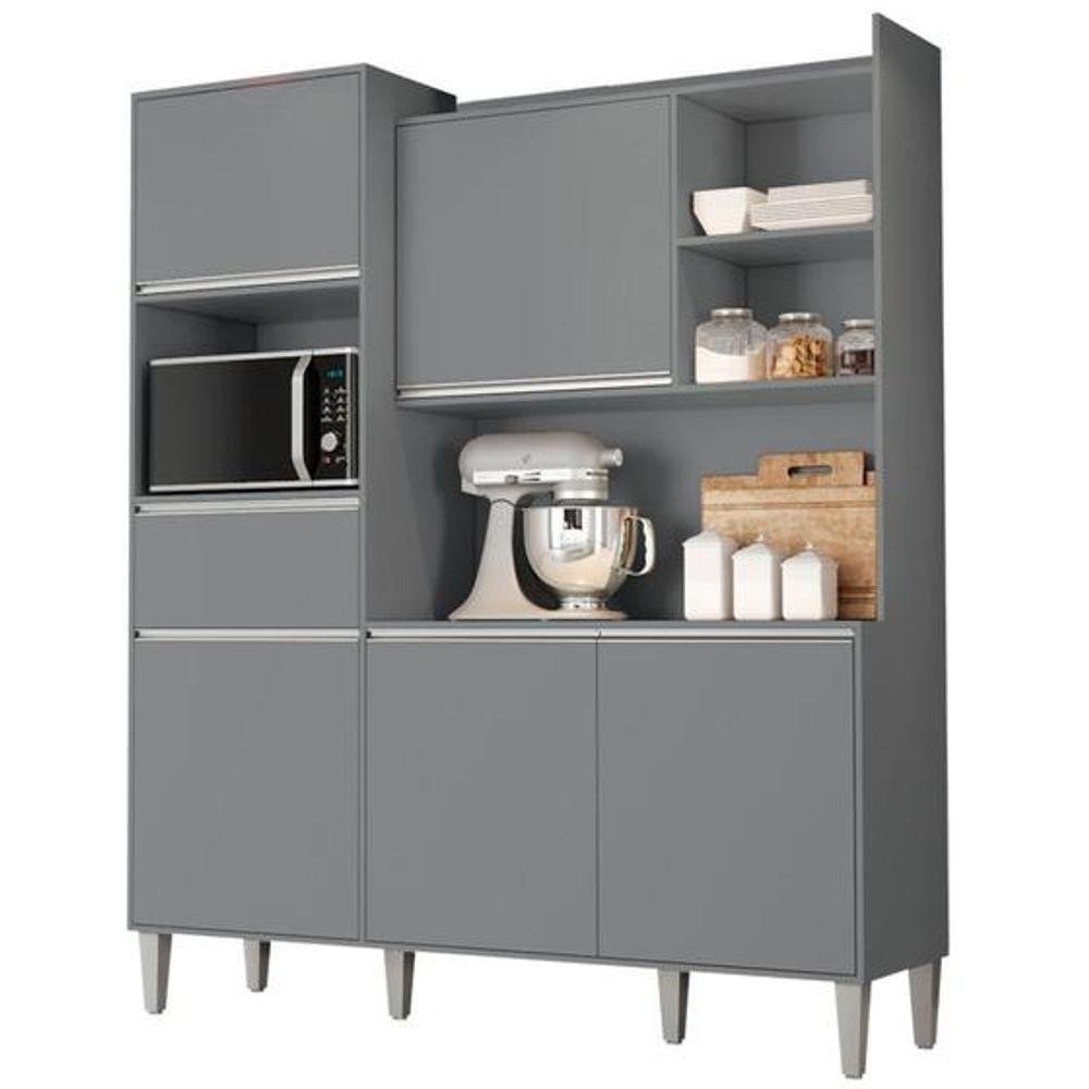 Kit De Cozinha Compacta 160cm Isabel Com 5 Portas Cinza