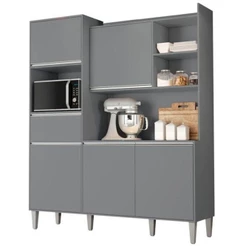 Kit De Cozinha Compacta 160cm Isabel Com 5 Portas Cinza