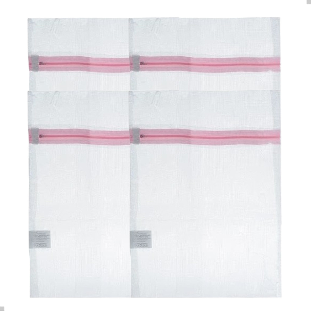 KIT C/4 SAQUINHO DE LAVAR ROUPAS 50X60 ORGANIZAR LAVAR E QUARDAR TRANSPARENTE C/ZIPER