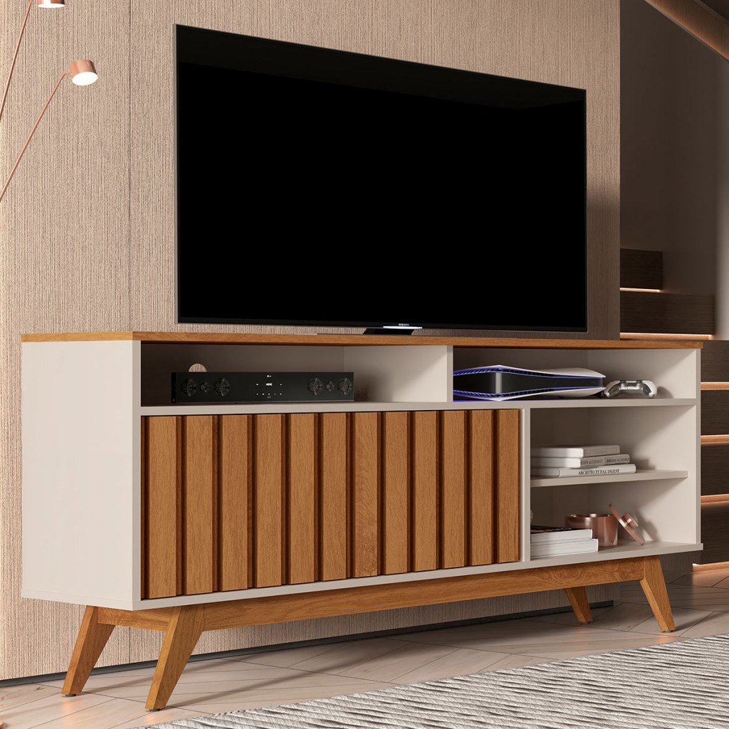 Rack para TV até 60 polegadas Real 2 Portas Ripado - Giga móveis em Oferta na Shopee