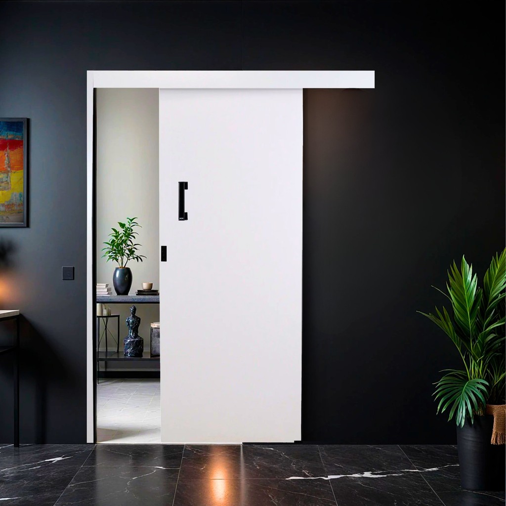 Porta de Correr Madeira 215x90cm Sobrepor Reversível Melamínico MGM Abertura Direita Branco em Oferta na Shopee
