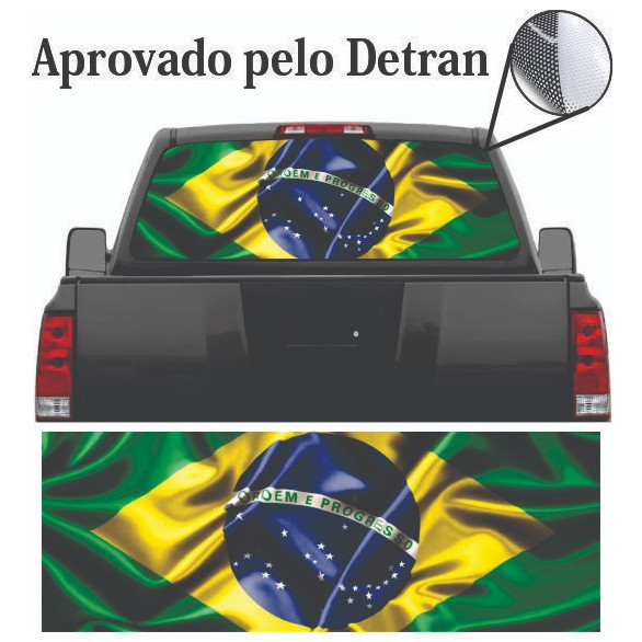 Adesivo Perfurado Bandeira Brasil Vidro Traseiro Ford Ranger