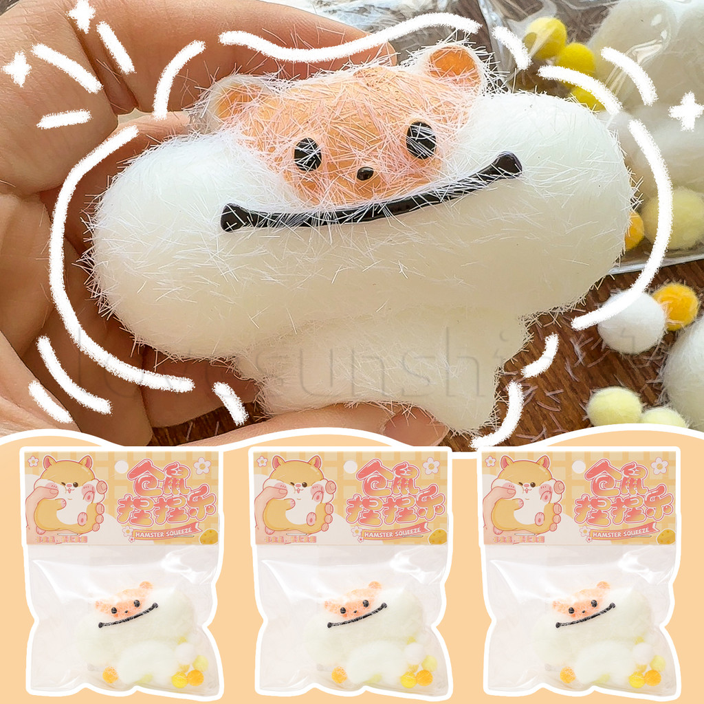 Hamster Flocado Pegajoso-Silicone , Engraçado-Para Crianças E Adultos-Mini Brinquedos Infantis Apertar Os Dedos-De Desco