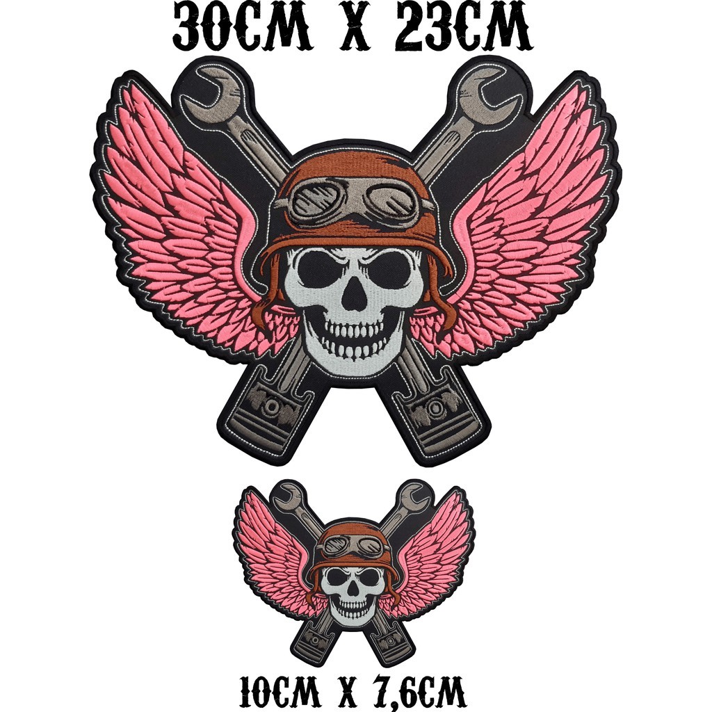 Kit Bordados Brasão Caveira Kamizaze Asa Rosa Motoqueiro Cav7.2