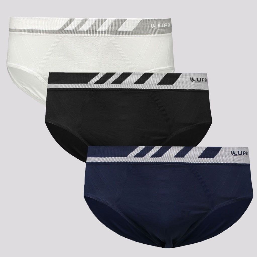 Kit de 3 Cuecas Slip Lupo Microfibra Sem Costura em Oferta na Shopee