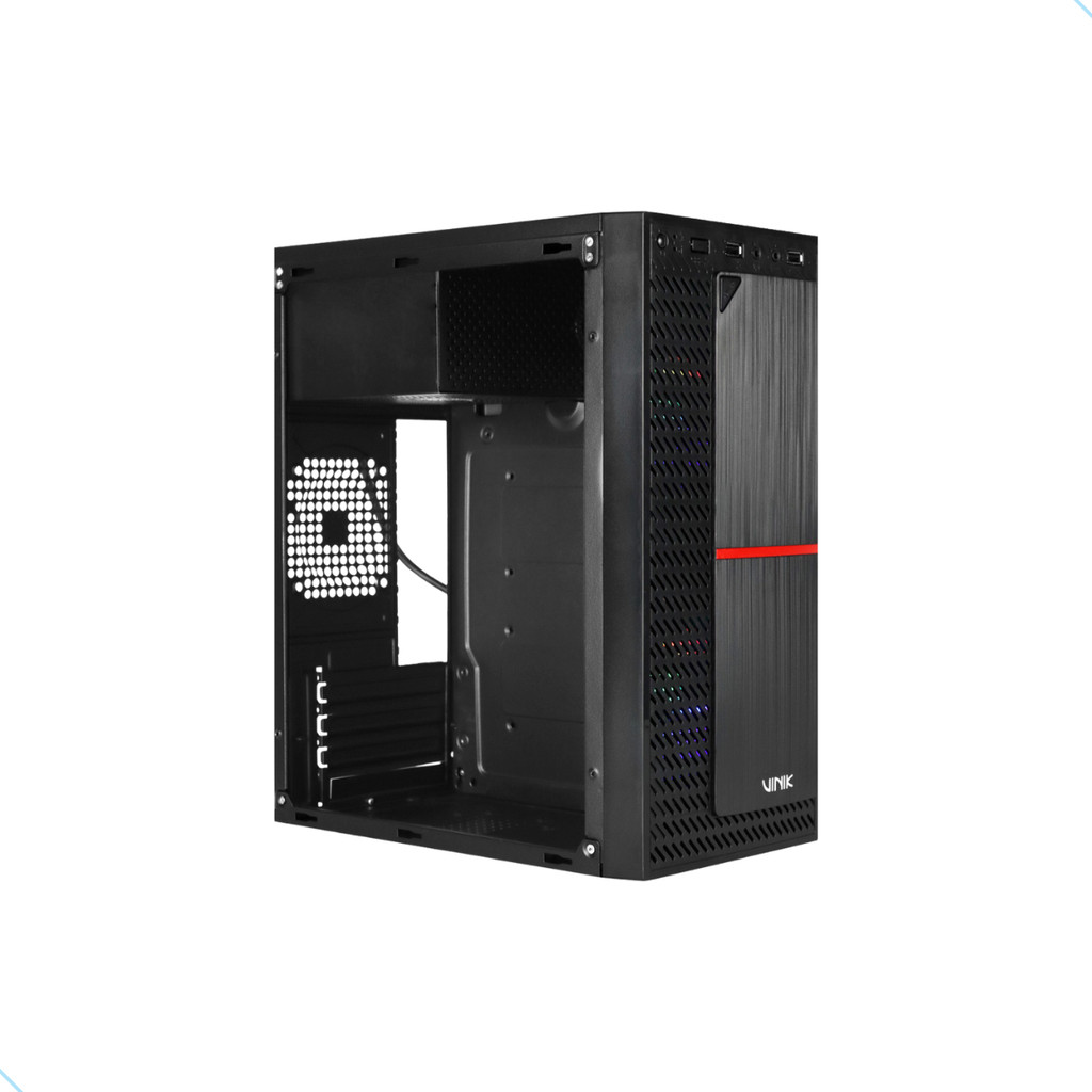 Gabinete Gamer Vinik GGPACBK 001 com Lateral em Acrílico e 2 Fans Plate Preto