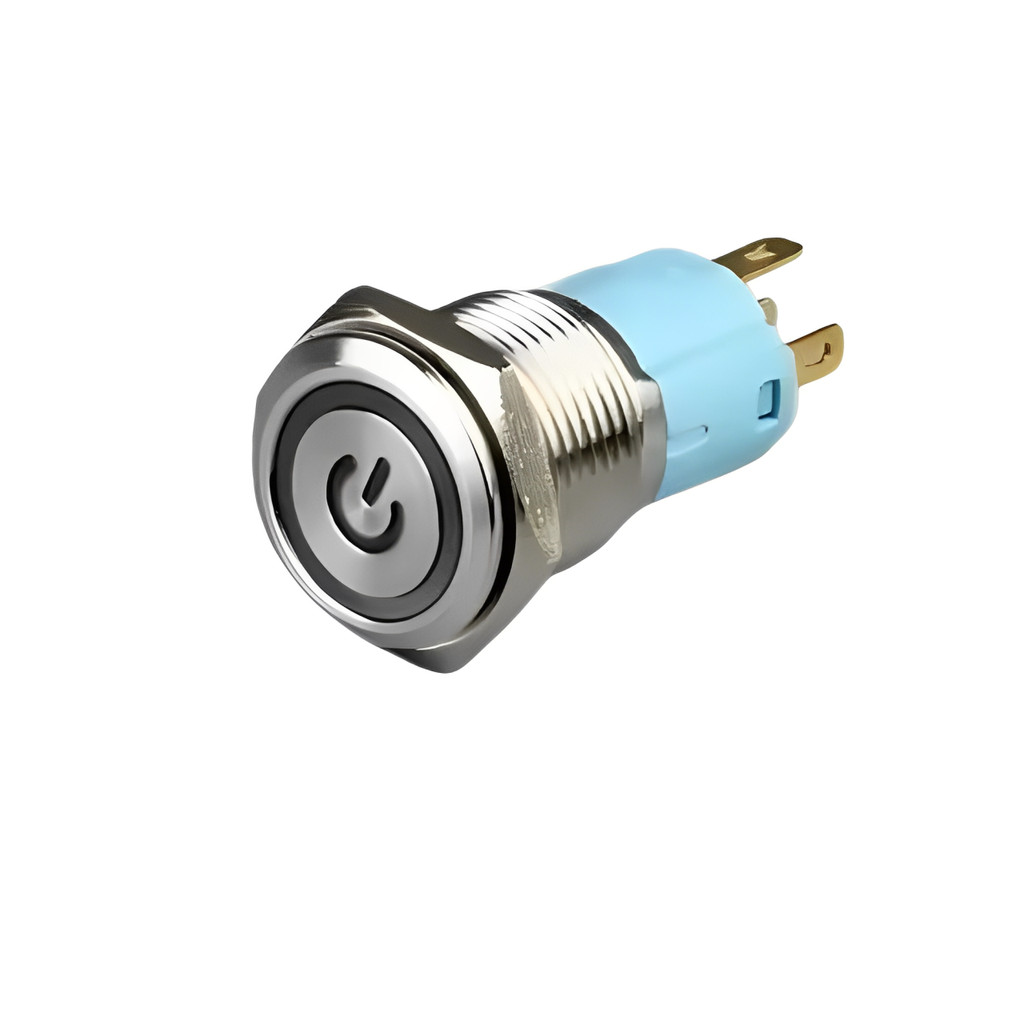 Botão Liga Desliga 12v 24v com Led vermelho branco azul Chave com Trava 16mm e Rabicho