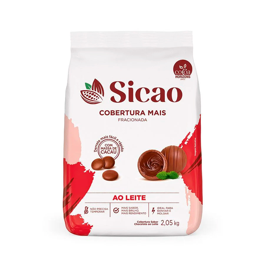 Cobertura Mais Ao Leite  - Gotas - 2,05 kg  - 1 unidade - Sicao - Rizzo em Oferta na Shopee