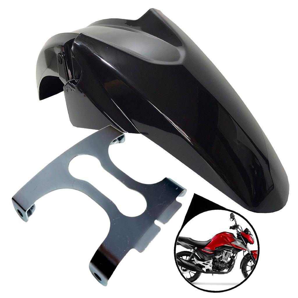 Kit Para-lama Dianteiro Preto com Suporte Paralama Ferro Cg 150 Titan 14-15 Cg 150 Fan 14-15