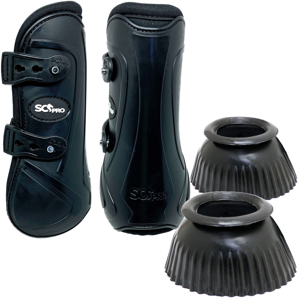 KIT Caneleira Luva Cloche Borracha Cavalo Vaquejada Hipismo