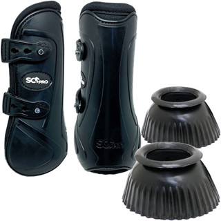 KIT Caneleira Luva Cloche Borracha Cavalo Vaquejada Hipismo