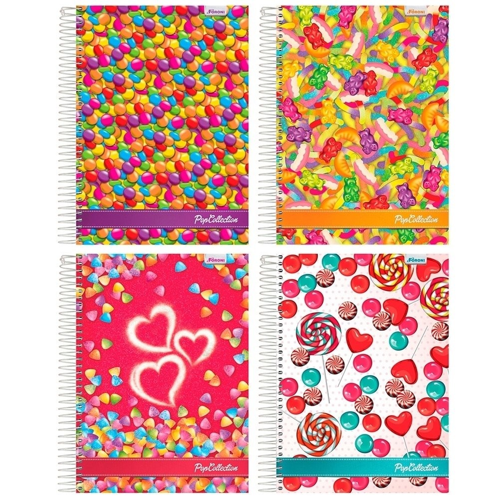 Caderno Espiral Capa Dura Universitário Pop Collection 200 Folhas 10 Matérias Emb.c/ 4 un. - Foroni em Oferta na Shopee