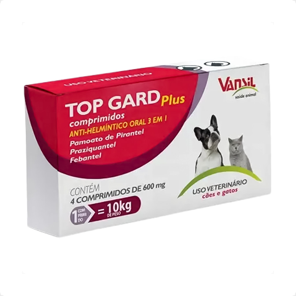 Top Gard Plus Vansil 600 mg Cães e Gatos - 4 Comprimidos em Oferta na Shopee
