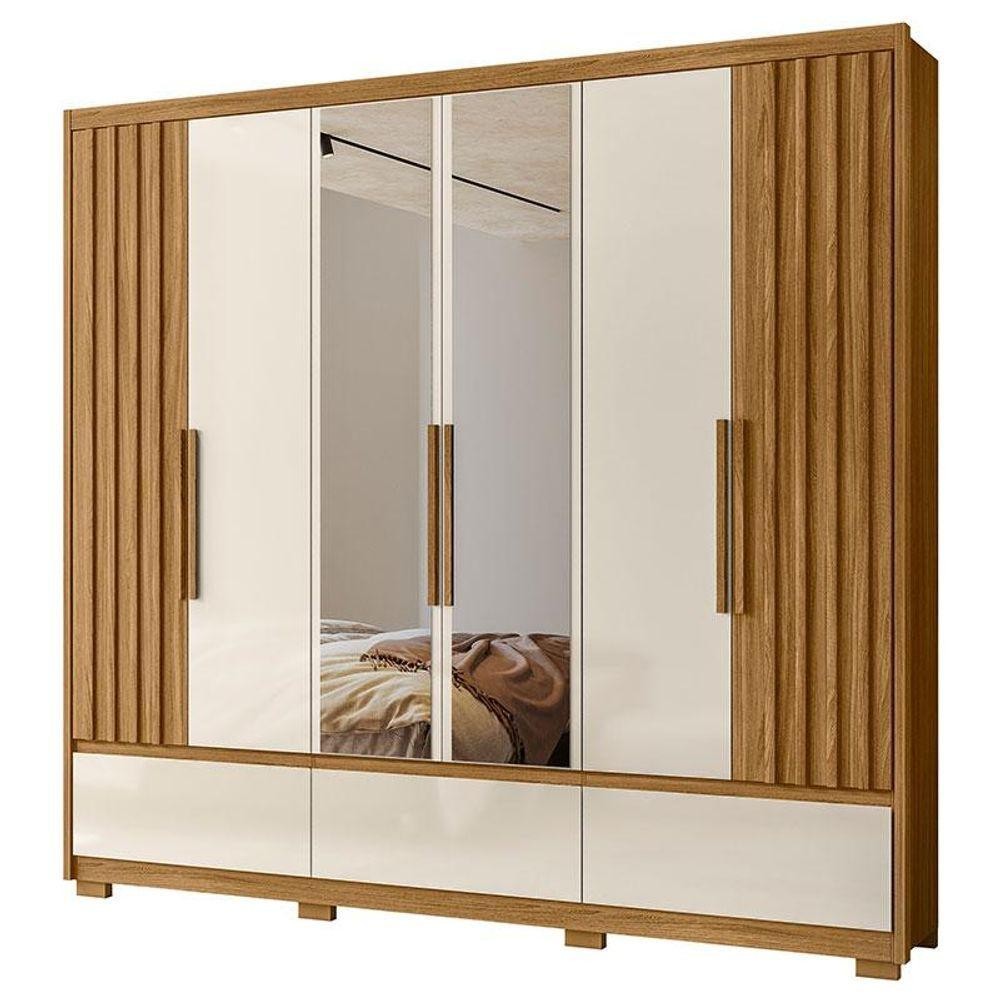 Guarda Roupa Casal Amazonas 6 Portas Freijó Off White Com Espelho - Moval em Oferta na Shopee