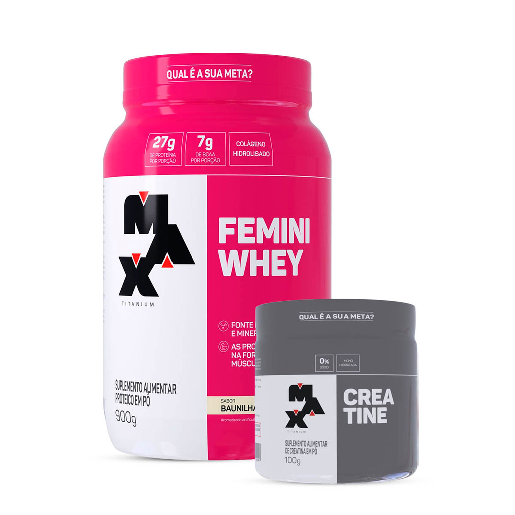 Combo Whey Feminino 900 Gr e Creatina Monohidratada 100g 