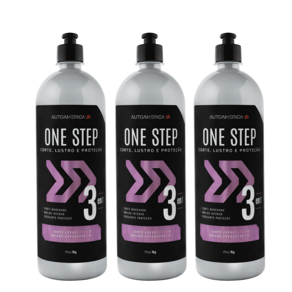 Kit 3 Polidores 3 In 1 One Step Autoamerica