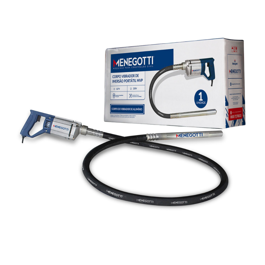 Kit Vibrador de Concreto Elétrico Menegotti 1000W 127V/220V com Mangote 1,2m em Oferta na Shopee