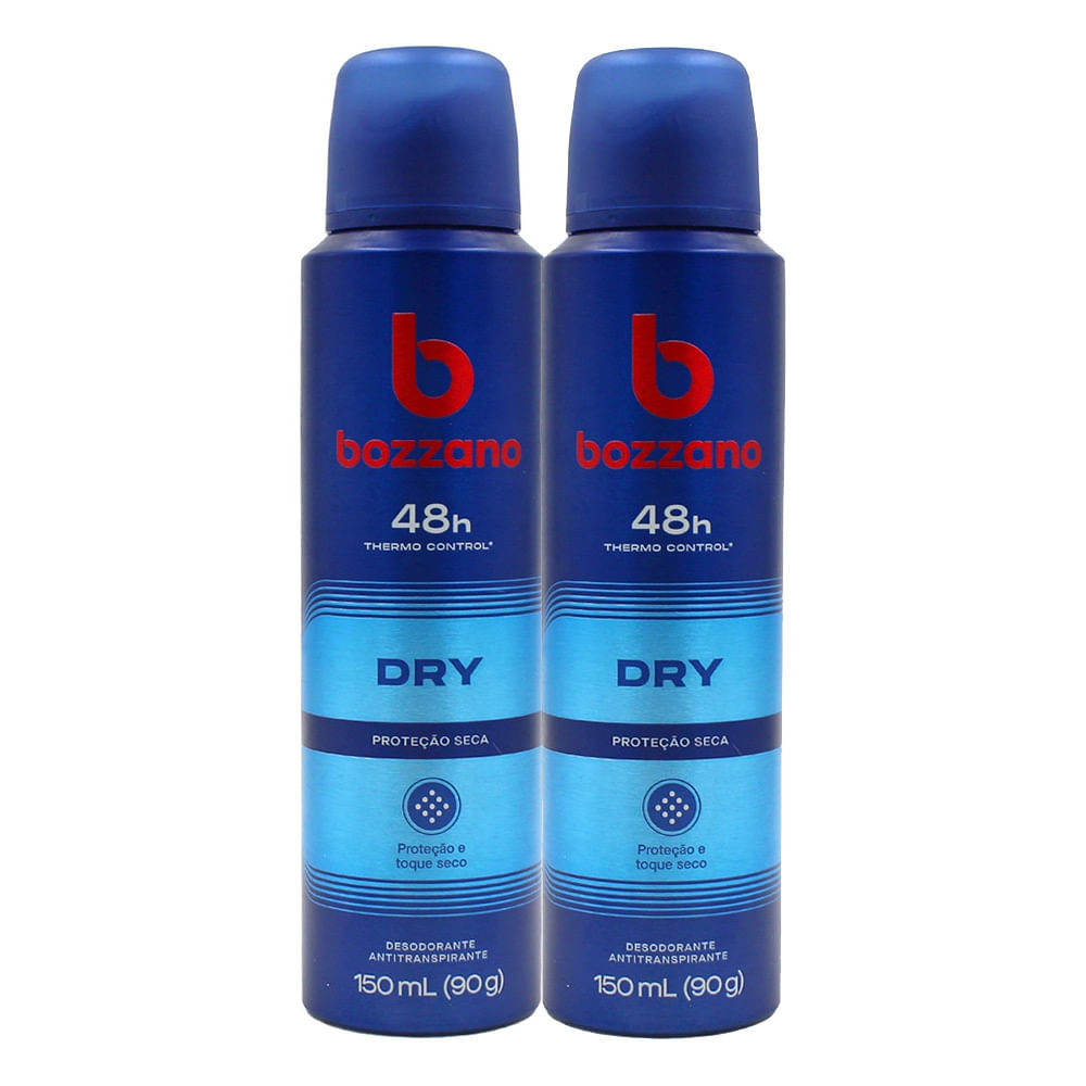 Kit 2 Desodorante Bozzano Aerosol Dry Proteção Seca Antitranspirante 48h 150ml - Beauty