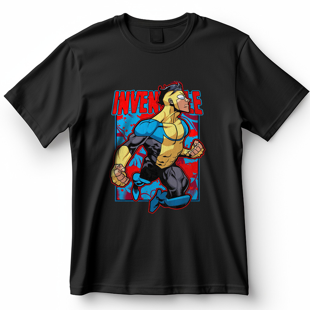 Camiseta Invencível Invincible Série Amazon Prime Super Herói Hq Azul e Amarelo Blusa Camisa 100% Algodão