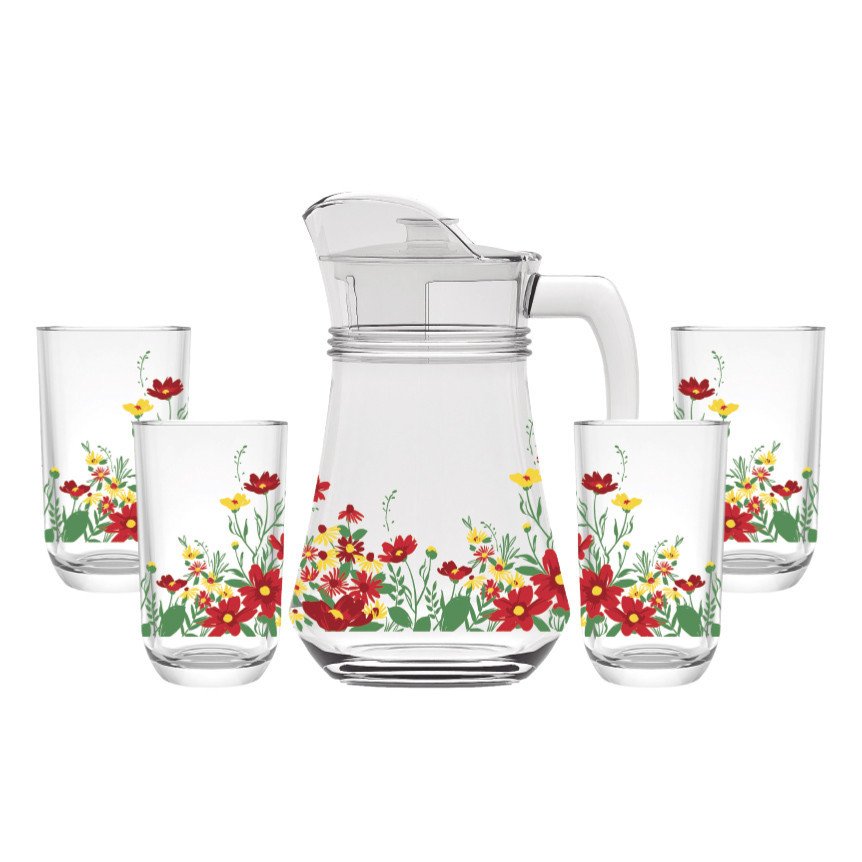 JARRA C/ TAMPA 1,35L 4 COPOS VIDRO  JARDIM HAUSKRAFT