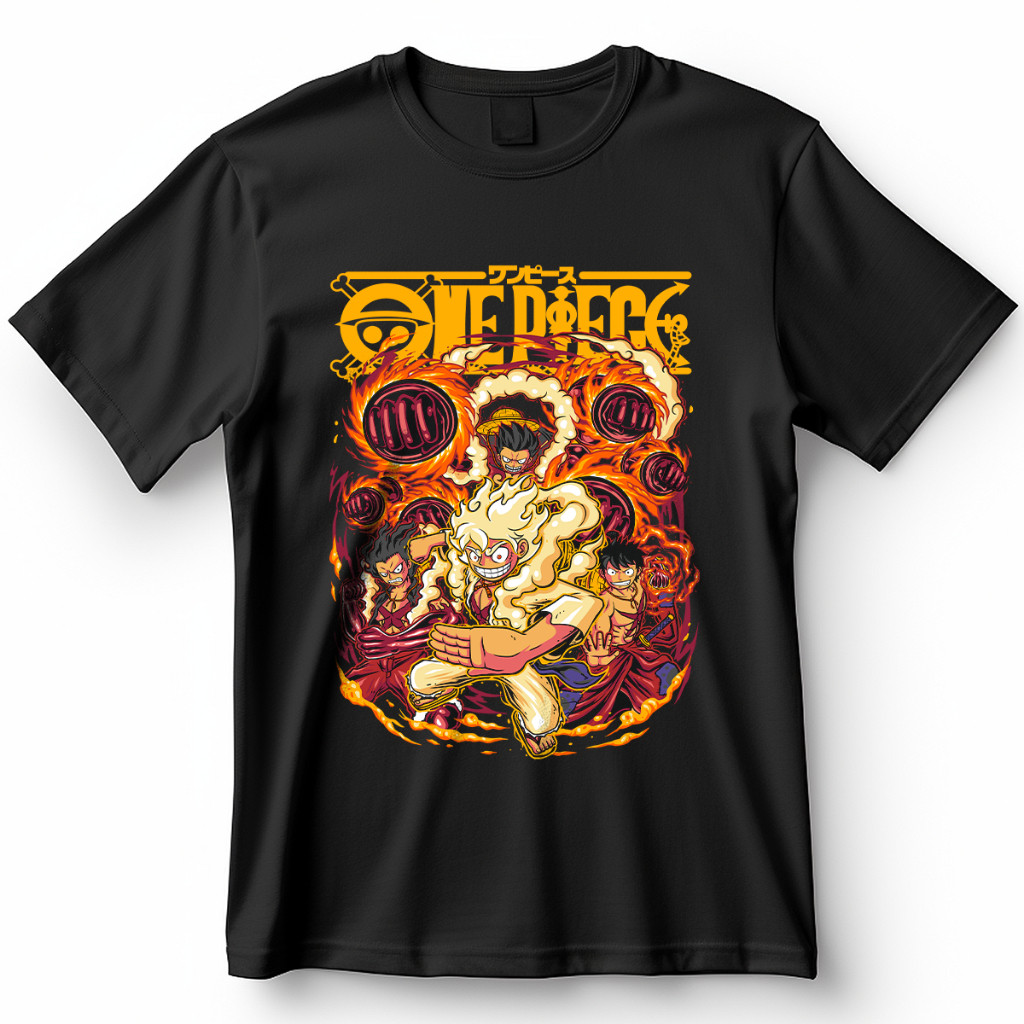 Camisa Monkey D Luffy Gear 4 Gear 5 One Piece Blusa Camiseta de Anime 100% Algodão