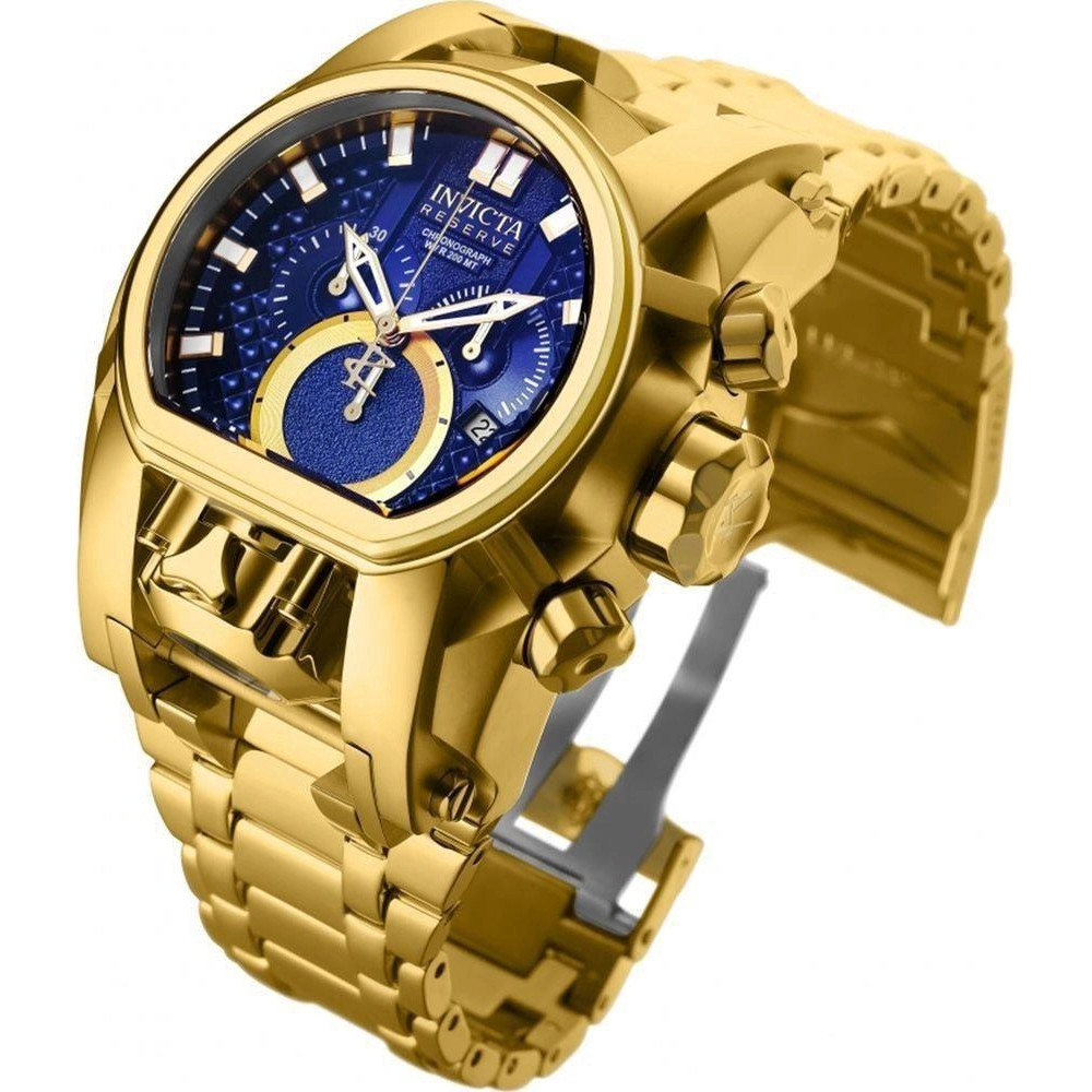 Relógio Invicta Reserve Bolt Zeus Magnum 25209 Completo +nf Dourado Azul Dourado