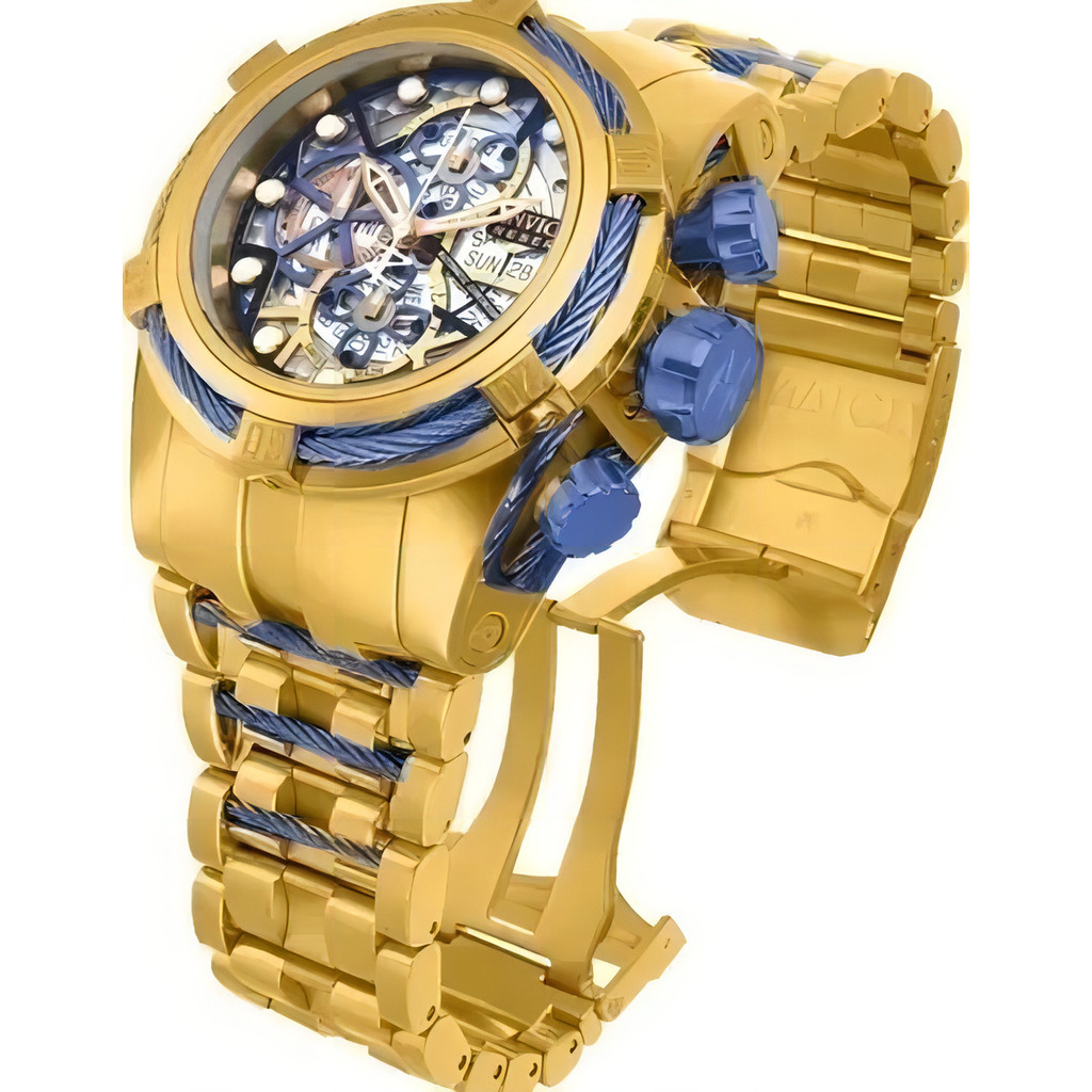 Relógio Invicta Reserve Bolt Zeus Skeleton Cor da correia Dourado Cor do bisel Dourado Cor do fundo Azul