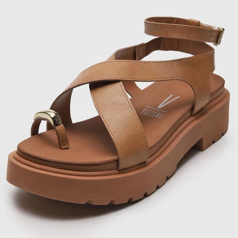Sandália Vizzano Plataforma Tiras Cruzadas Feminina em Oferta na Shopee
