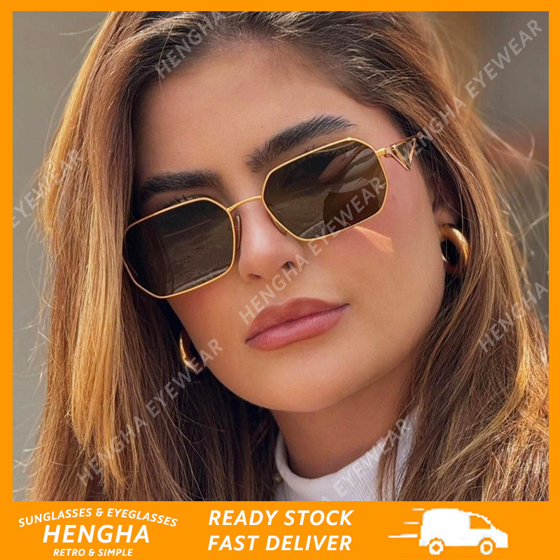 (HENGHA) Óculos De Sol Da Moda De Armação Pequena Triângulo Versátil Protetor Solar Retrô em Oferta na Shopee