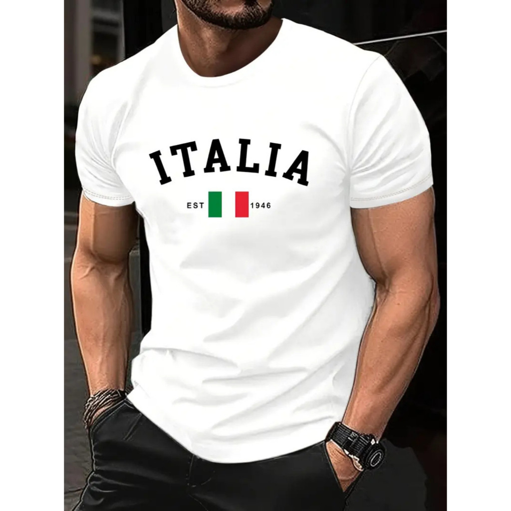 Camiseta Masculina Camisa Estampada Itália Street 100% algodão Básica