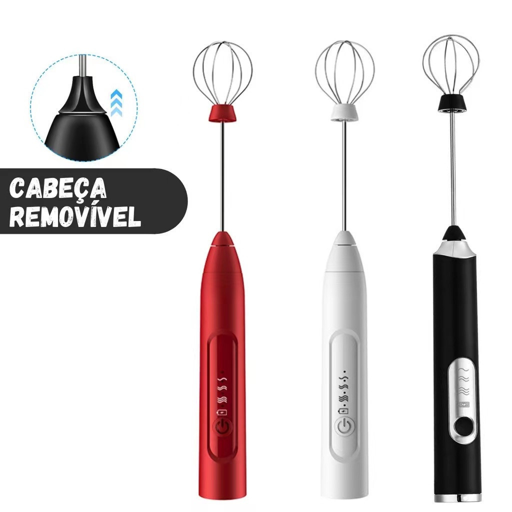 Misturador Elétrico 2 em 1 Espumador de Leite USB Recarregável Batedor Café Ovos