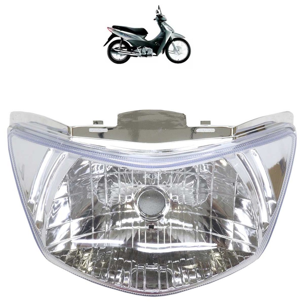 Farol Completo Biz 125 2005 2006 2007 A 2010 Cristal  Máscara Cromada Lâmpada M5 Lente Lisa Acrílico em Oferta na Shopee