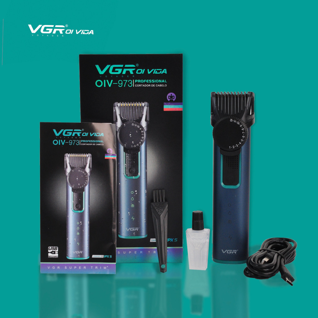 Cortador De Cabelo Profissional VGR OIV-973 Pente Ajustável Resistente Água Sem Fio Cabelo Barba