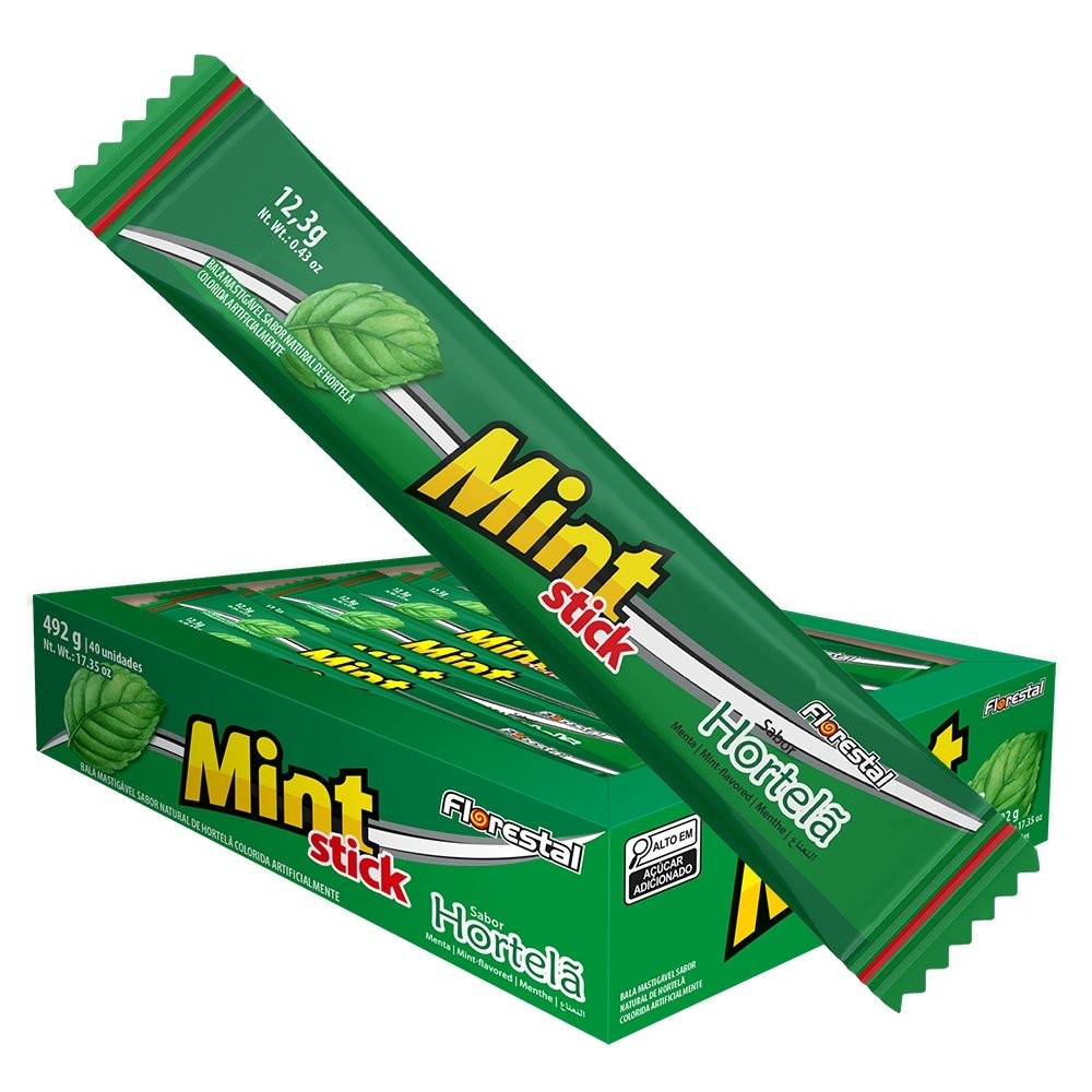 Bala Florestal Zolle Stick Mint Hortelã 12,3g - Embalagem com 40 Unidades - Food & Beverages
